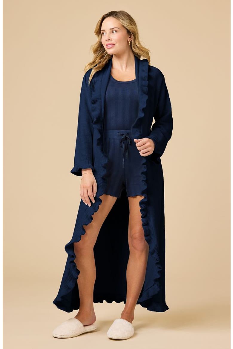 Ruffle Chenille Robe, Alternate, color, Midnight