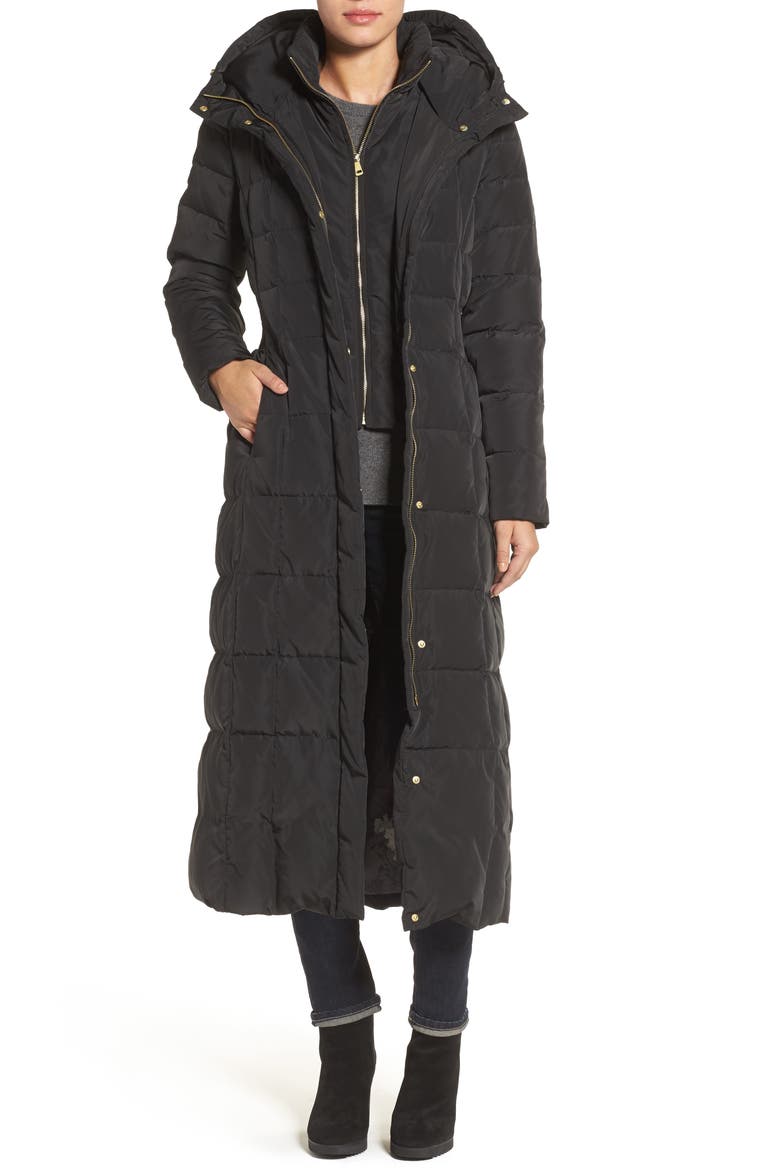 Cole Haan Quilted Coat with Inner Bib, Main, color, BLACK