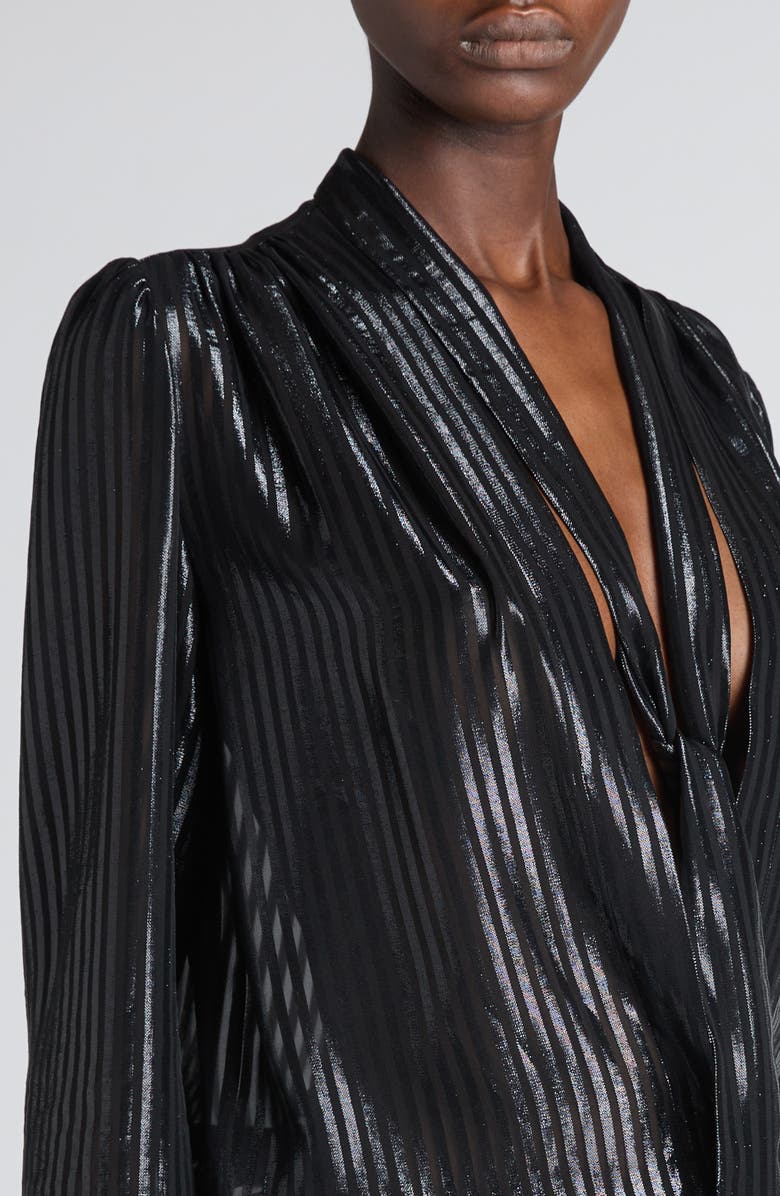 TOM FORD Stripe Tie Neck Silk Blend Top, Alternate, color,