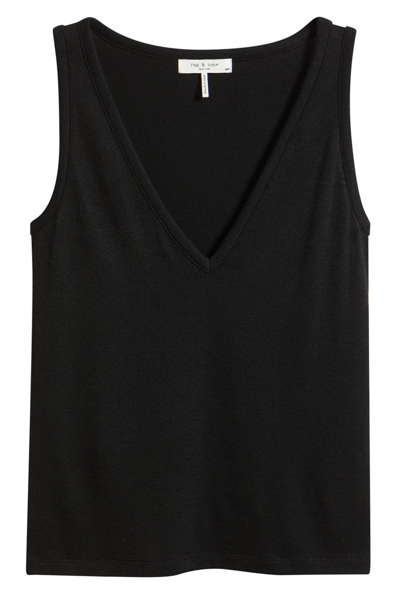 The Knit V-Neck Tank, Alternate, color, BLACK