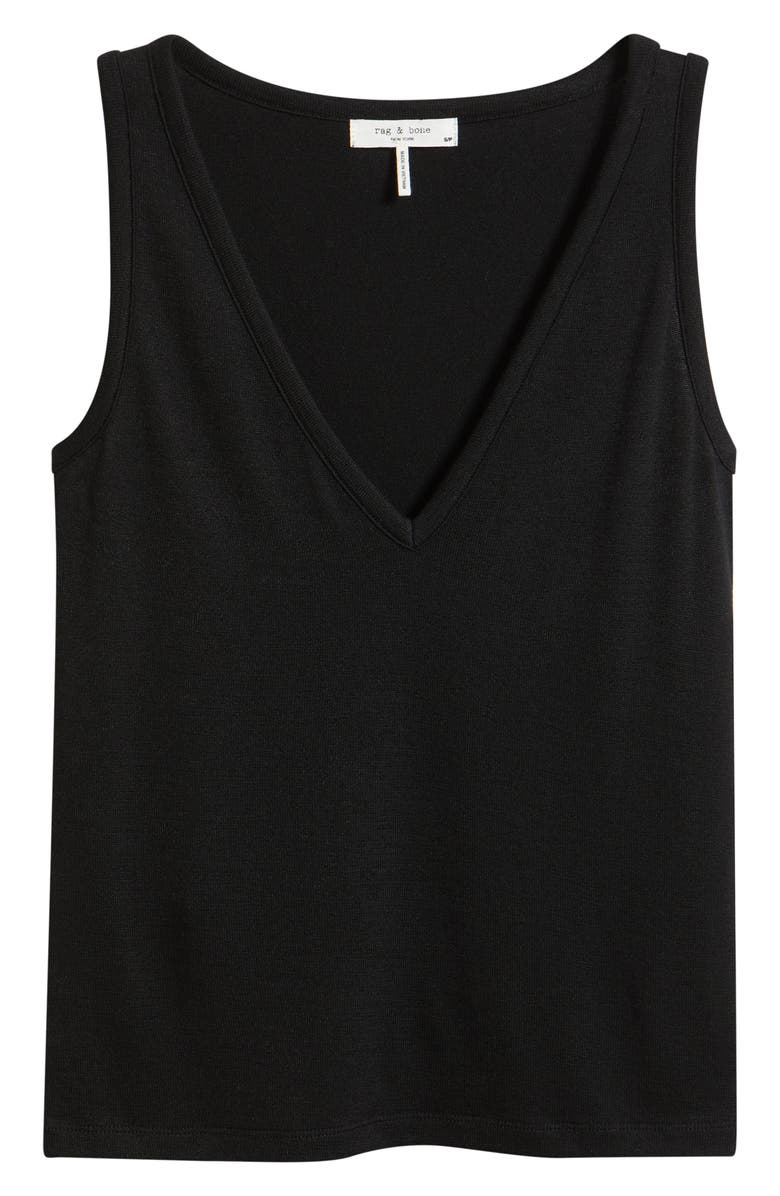 rag & bone The Knit V-Neck Tank, Alternate, color, Black