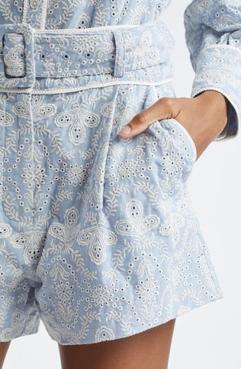 Hobbes Embroidered Cotton Eyelet Shorts