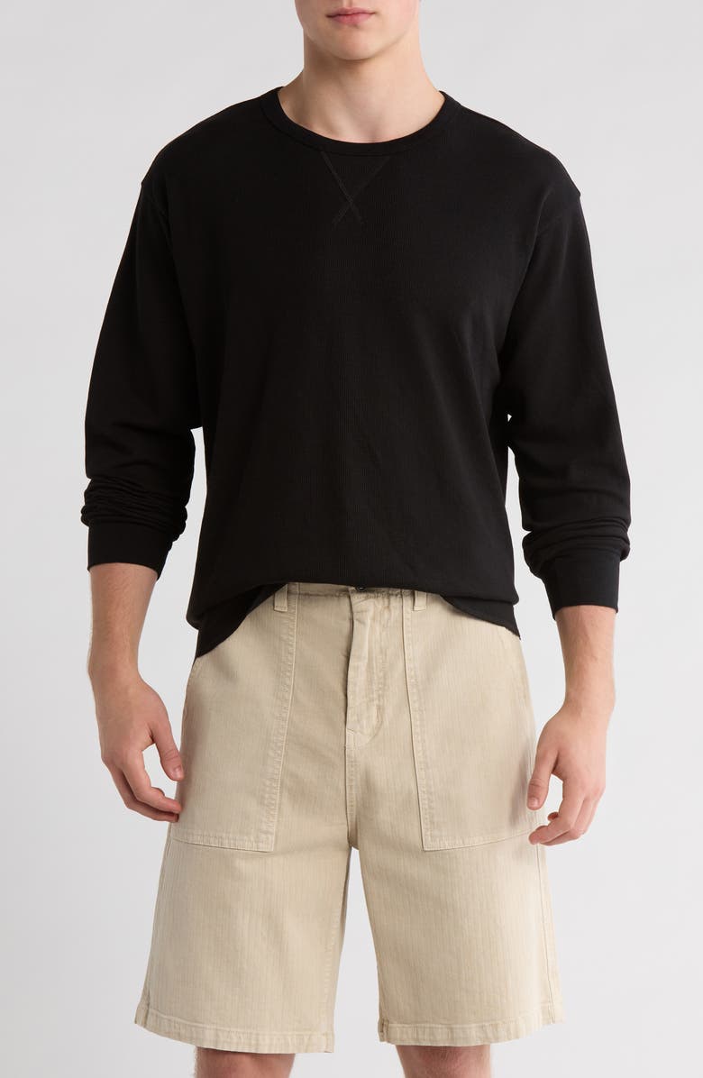 Abound Oversize Crewneck Thermal Top, Main, color, Black