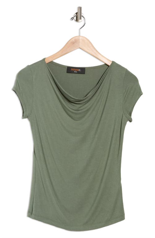 Renee C Solid Cowl Neck Cap Sleeve T-shirt In Green