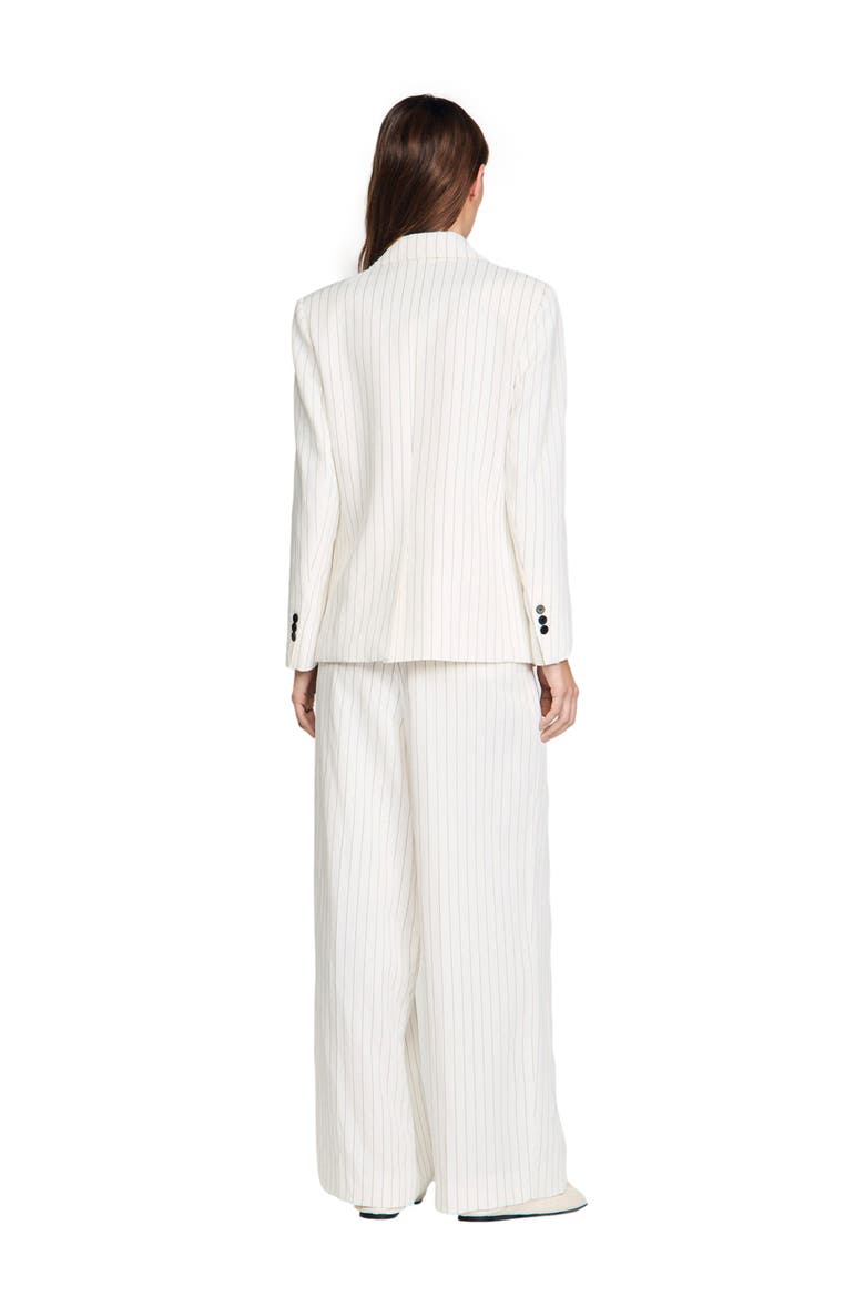 Striped suit jacket, Alternate, color, Ecru / black
