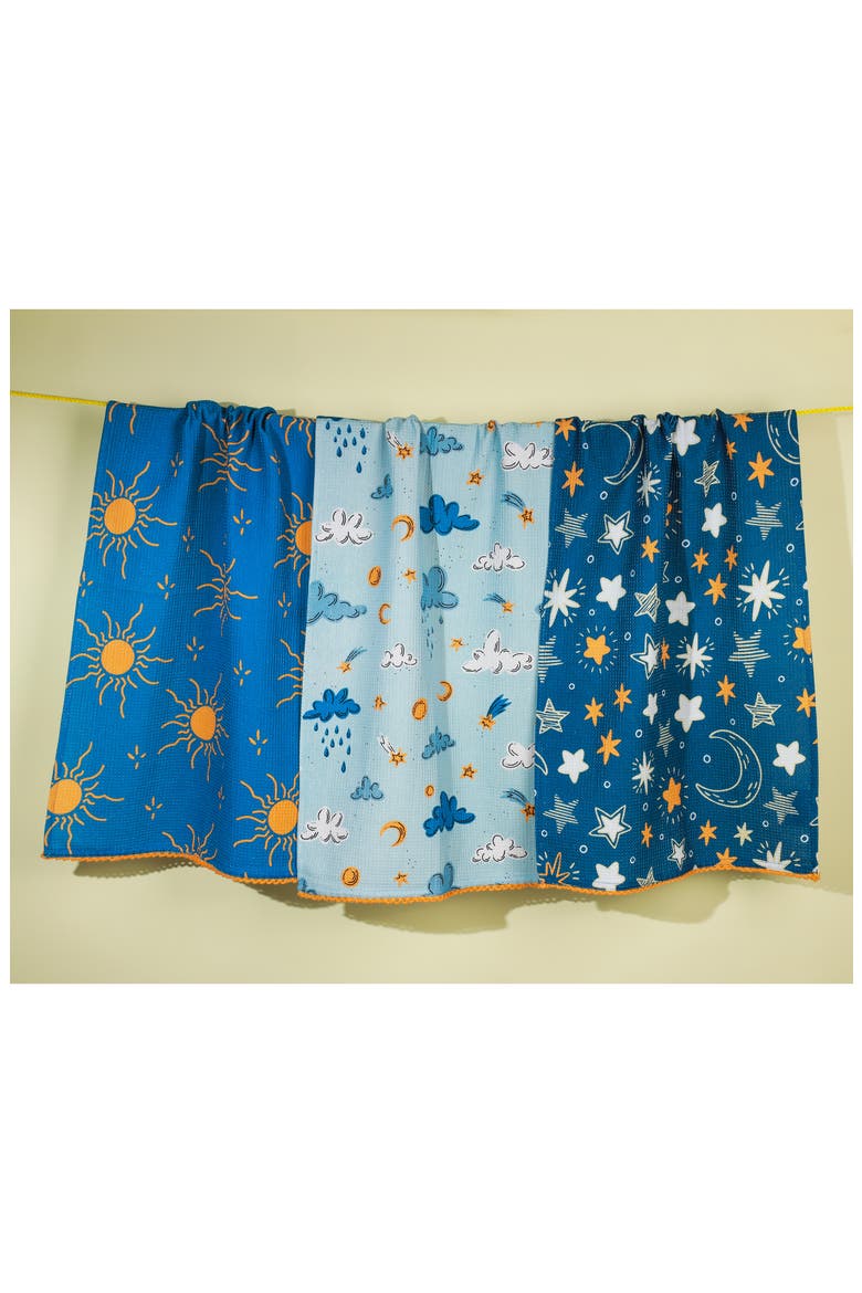 Set of Three Celestial Dreams Kitchen Towels, Alternate, color, MIDNIGHT BLUE/ SKY BLUE