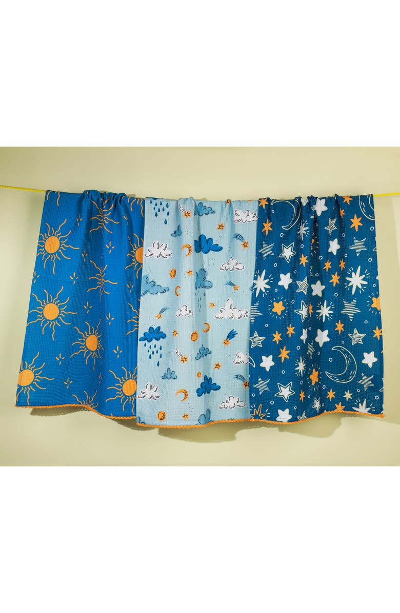 Tiramisu Set of Three Celestial Dreams Kitchen Towels, Alternate, color, Midnight Blue/ Sky Blue