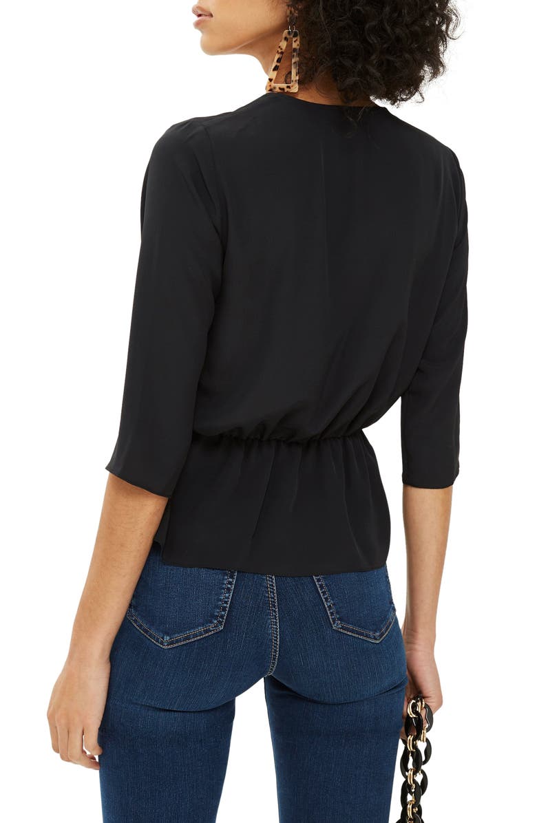 Topshop Dina Drape Panel Blouse, Alternate, color, 