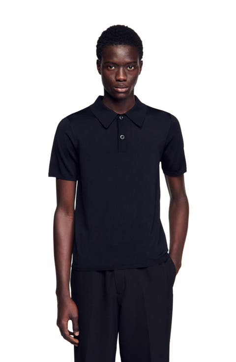 Short-sleeve knitted polo shirt