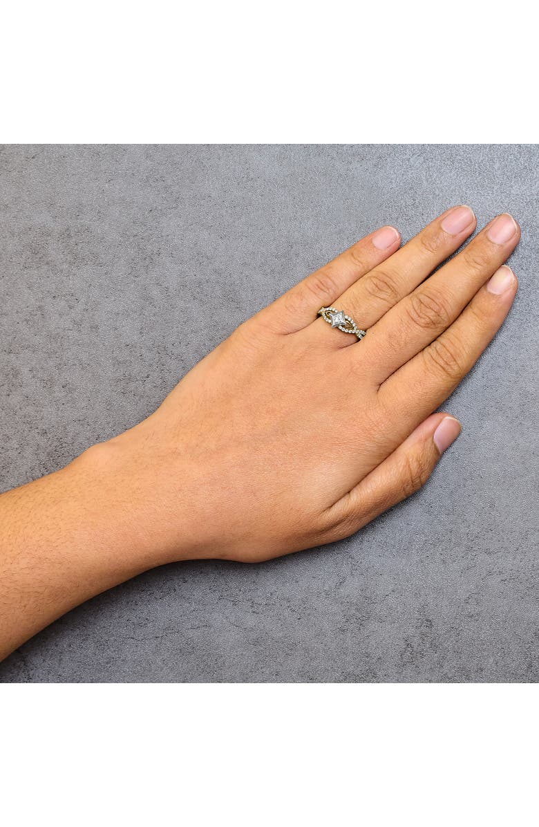 Haus of Brilliance 10K Two Tone Color 2/3 Cttw Diamond Kite and Twist Shank Ring, Alternate, color, Yellow