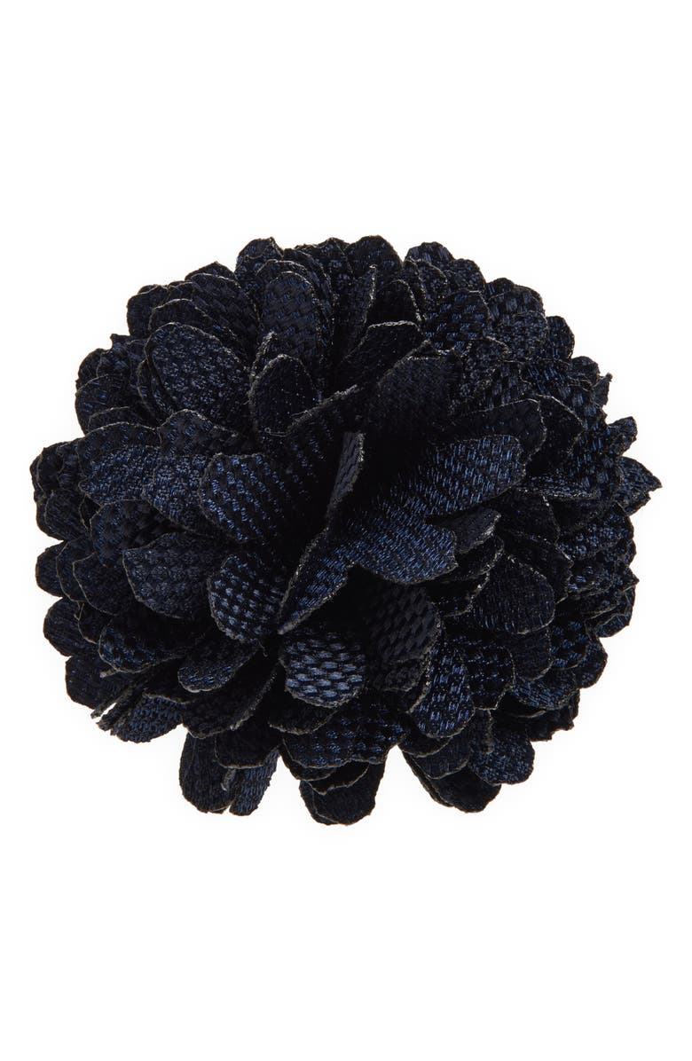 CONSTRUCT Checkerboard Floral Lapel Pin, Main, color, Ink