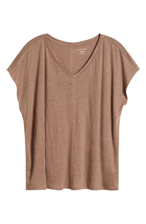 Eileen Fisher V-neck Organic Linen T-shirt In Cocoa