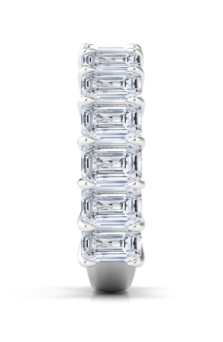 HauteCarat Emerald Cut Lab Created Diamond Eternity Band, Alternate, color, White Gold