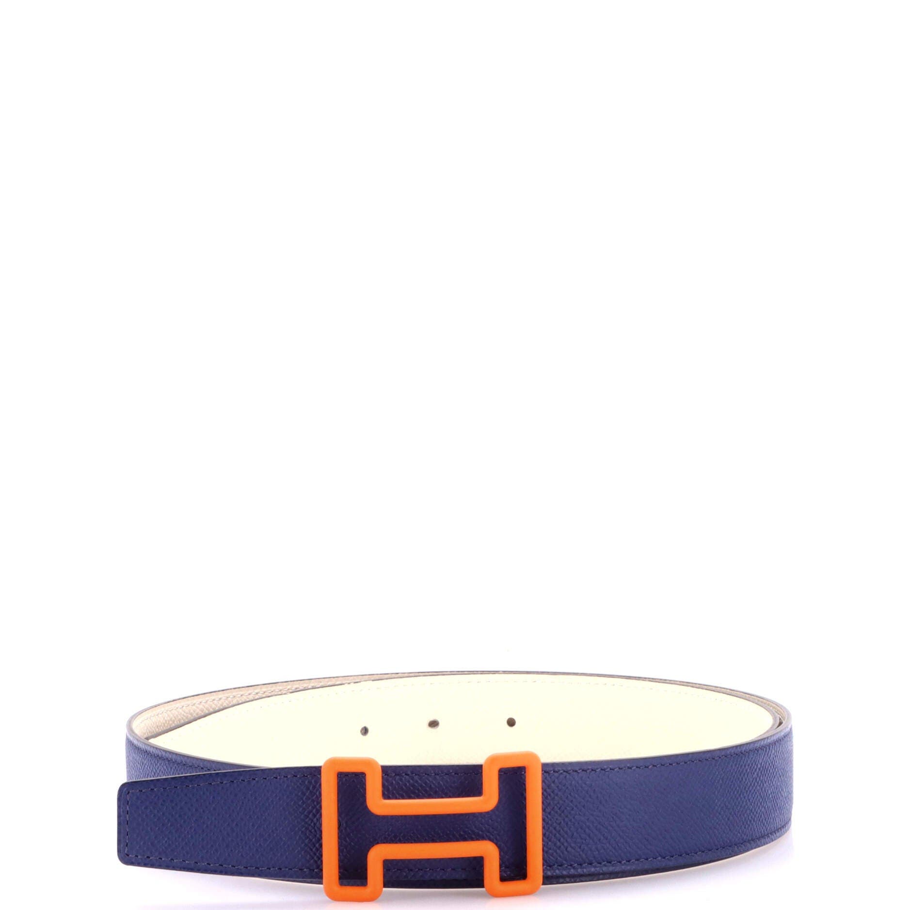 Pre-Owned Hermes Tonight Color Reversible Belt Leather Medium, Main, color, Blue