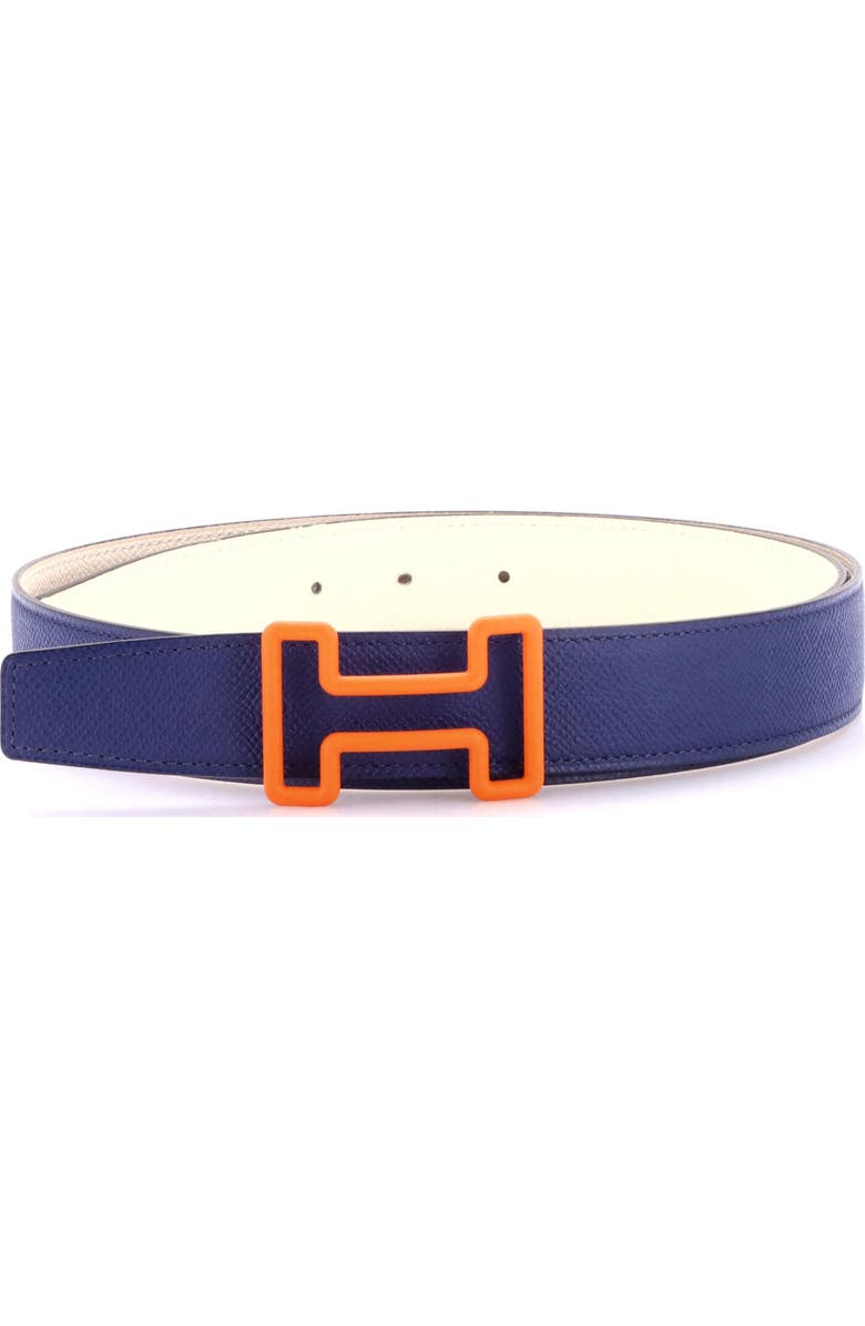 Pre-Owned Hermes Tonight Color Reversible Belt Leather Medium, Main, color, Blue