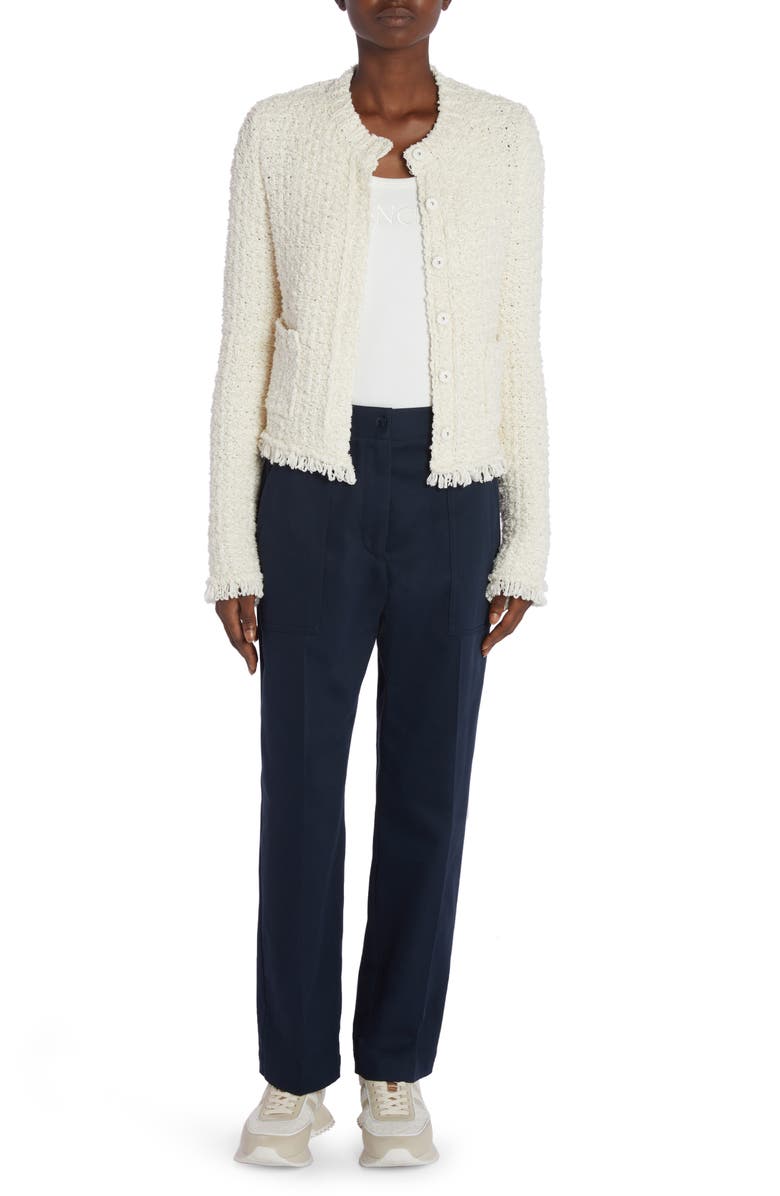 Moncler Textured Knit & Quilted Nylon Cardigan, Alternate, color, 
