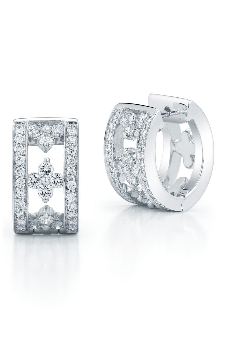 Jasmine Diamond Huggie Earrings, Main, color, WHITE GOLD
