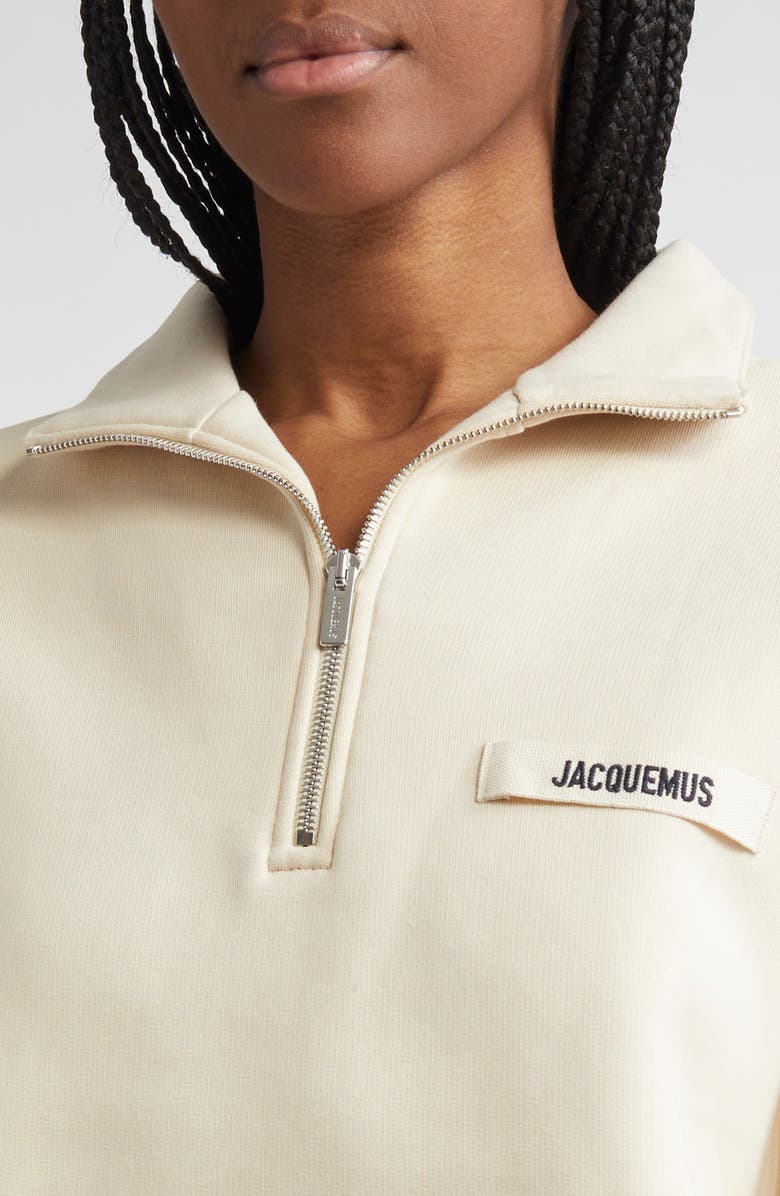 Jacquemus The Gros Grain Cotton Fleece Zip Sweatshirt, Alternate, color,