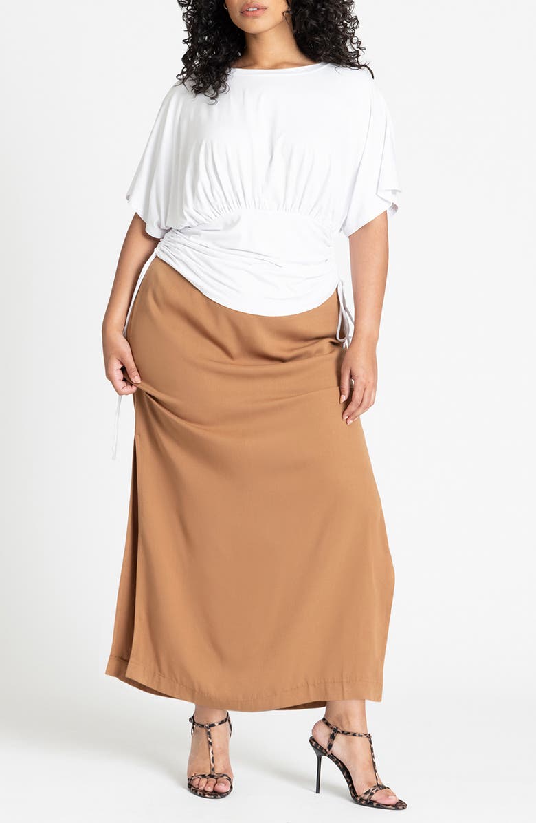 ELOQUII Flutter Sleeve Side Tie Ruched Top, Alternate, color, 