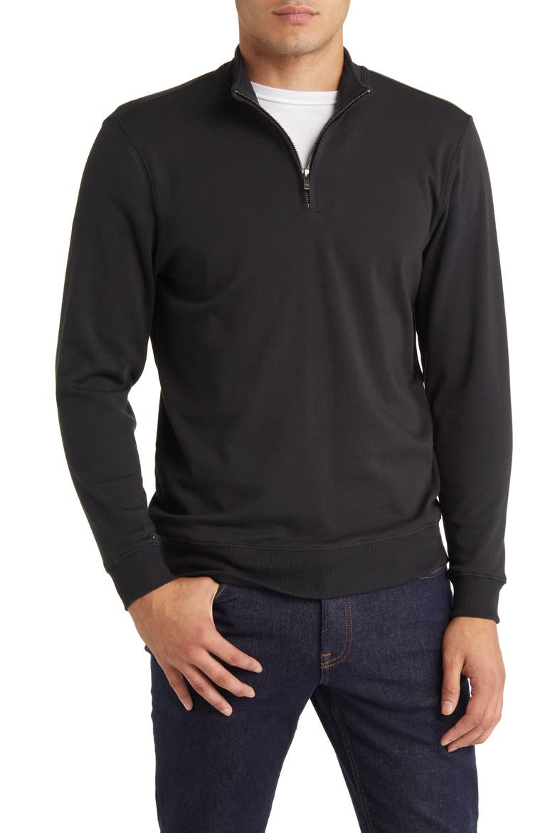 Puremeso Weekend Quarter Zip Top, Main, color, BLACK