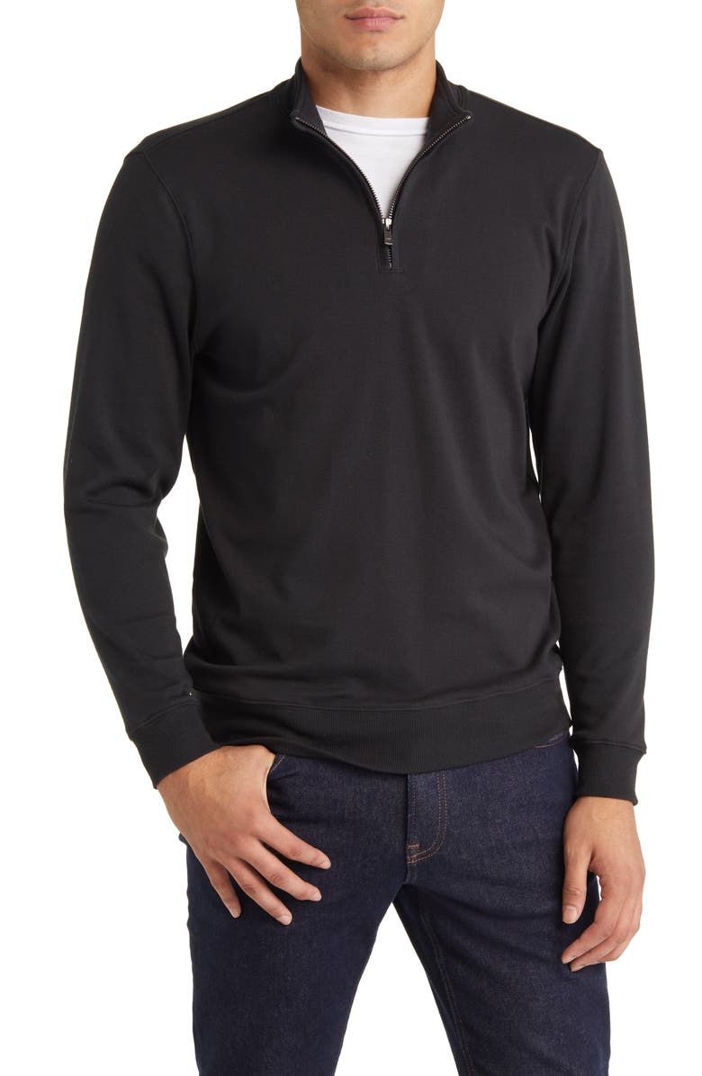 The Normal Brand Puremeso Weekend Quarter Zip Top, Main, color, Black