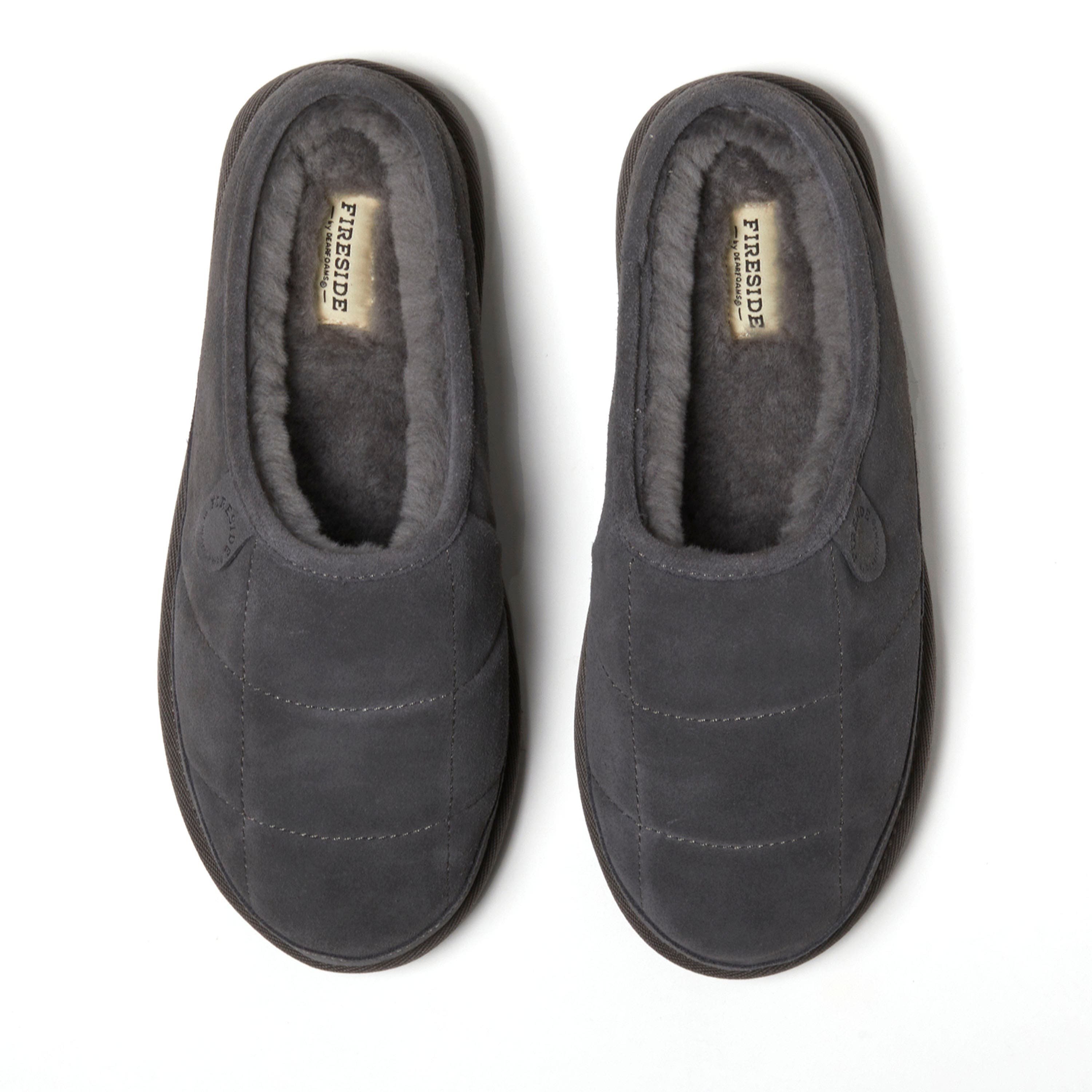 DEARFOAMS Fireside Grafton Quilted Genuine Shearling Clog Slipper, Alternate, color, Grey