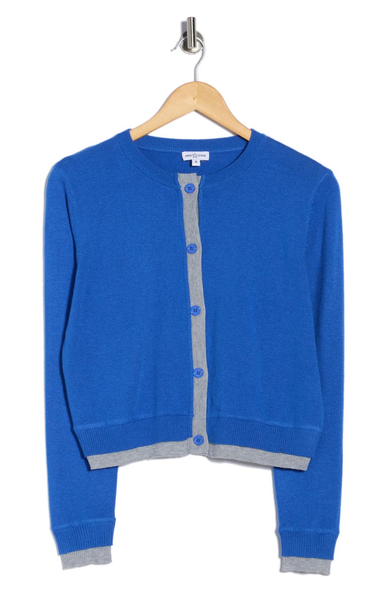 AREA STARS Contrast Trim Cardigan, Alternate, color, Blue Grey