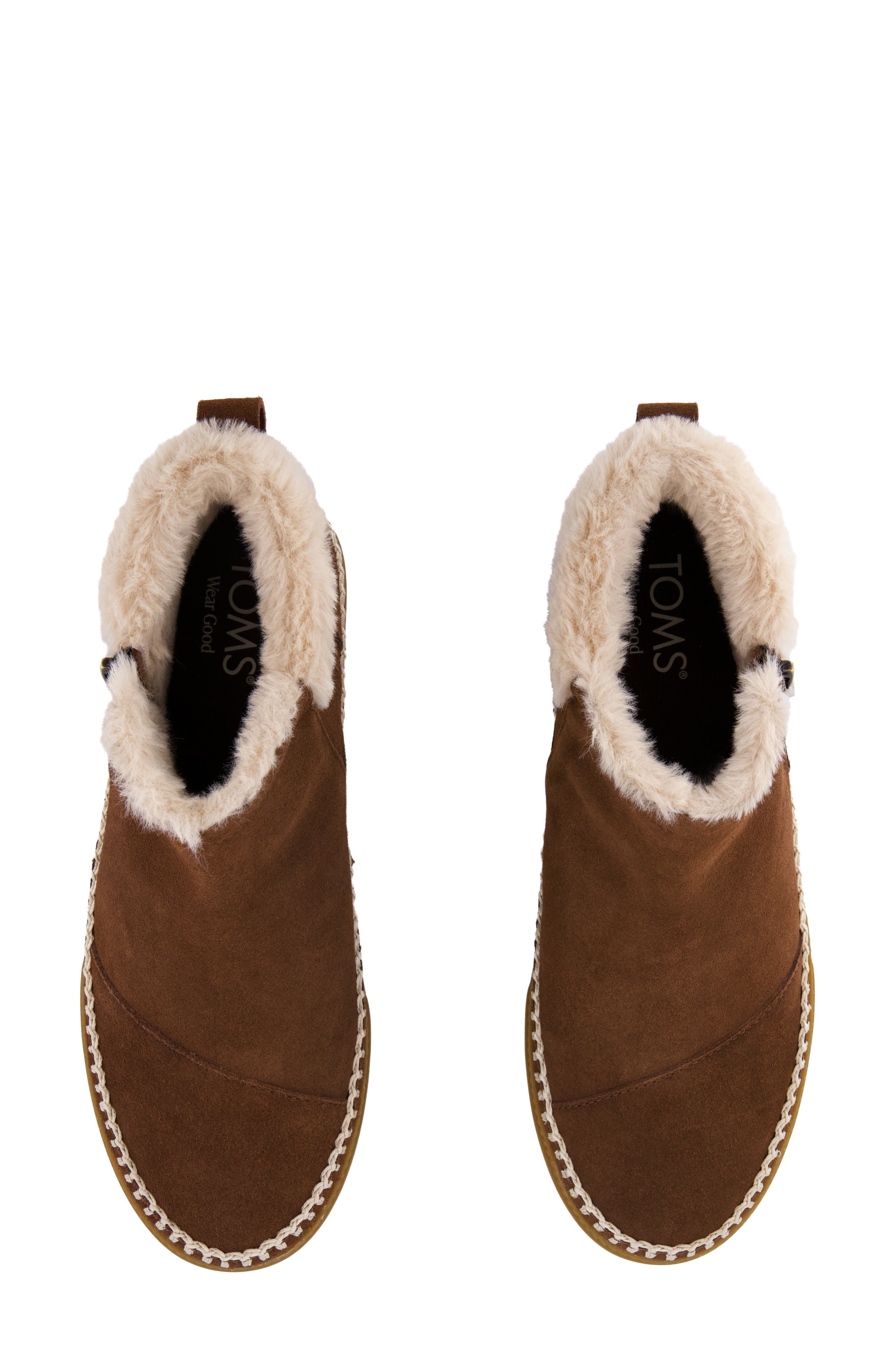 Percy Bootie with Faux Fur Trim, Alternate, color, DARK BROWN