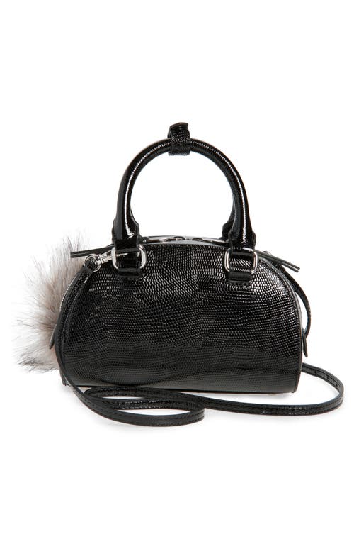 Diesel Women 1dr Dome Leather Shoulder Bag With Croco Effect In Black