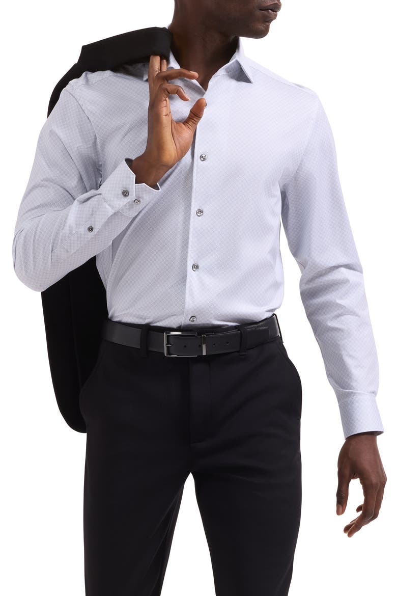 Devon OoohCotton® Geo Print Button-Up Shirt, Main, color, PLATINUM