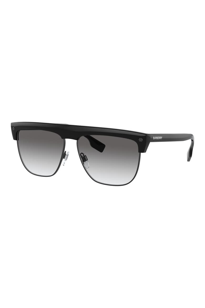 59mm Gradient Rectangular Sunglasses, Alternate, color, BLACK