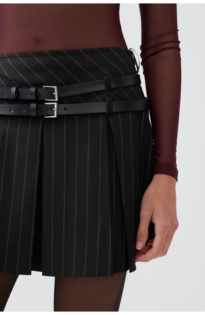 Nocturne Double Belted Pleated Mini Skirt, Alternate, color, 