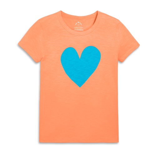 Primary Adult Classic Slub Crewneck Heart Tee In Orange