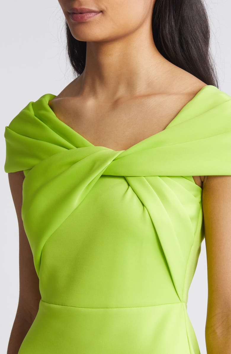 Eliza J Twist Detail Cap Sleeve Scuba Crepe Cocktail Dress, Alternate, color,