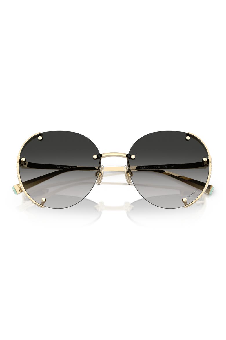 57mm Gradient Round Sunglasses, Alternate, color, GREY FLASH