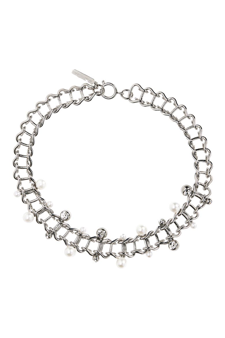Mindy Pierced Choker Necklace, Main, color, PEARL