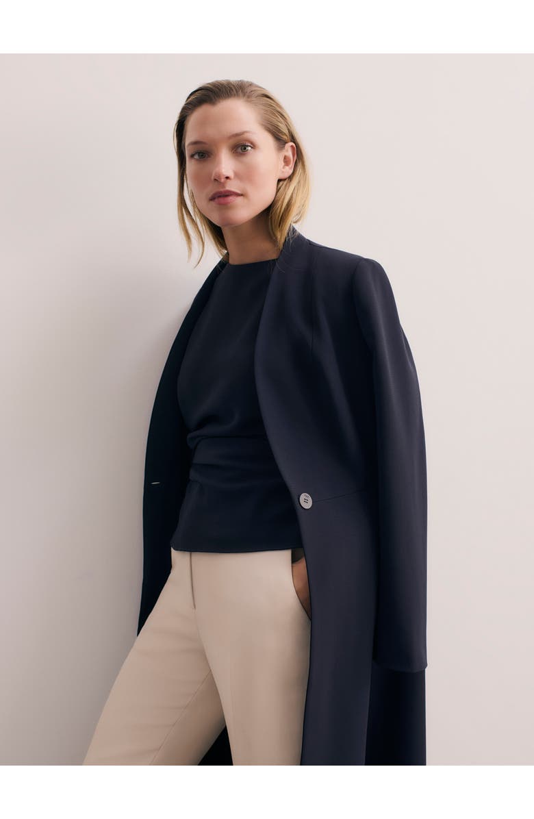 The Fold Finchley Crepe Coat, Alternate, color, Navy
