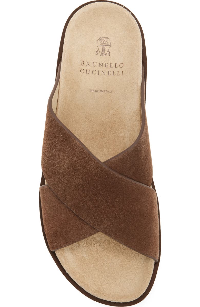 Brunello Cucinelli Cross Strap Slide Sandal, Alternate, color, Cay70 Tan Brown