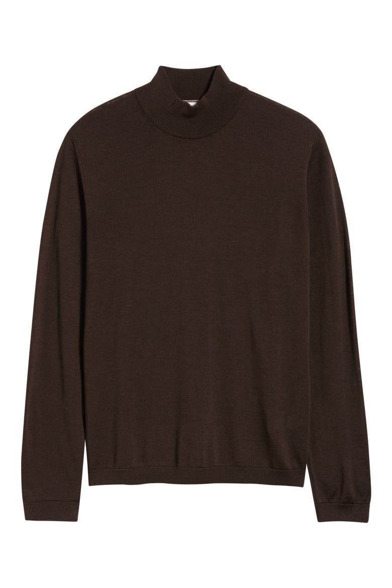 Mock Neck Wool & Silk Sweater, Main, color, BROWN