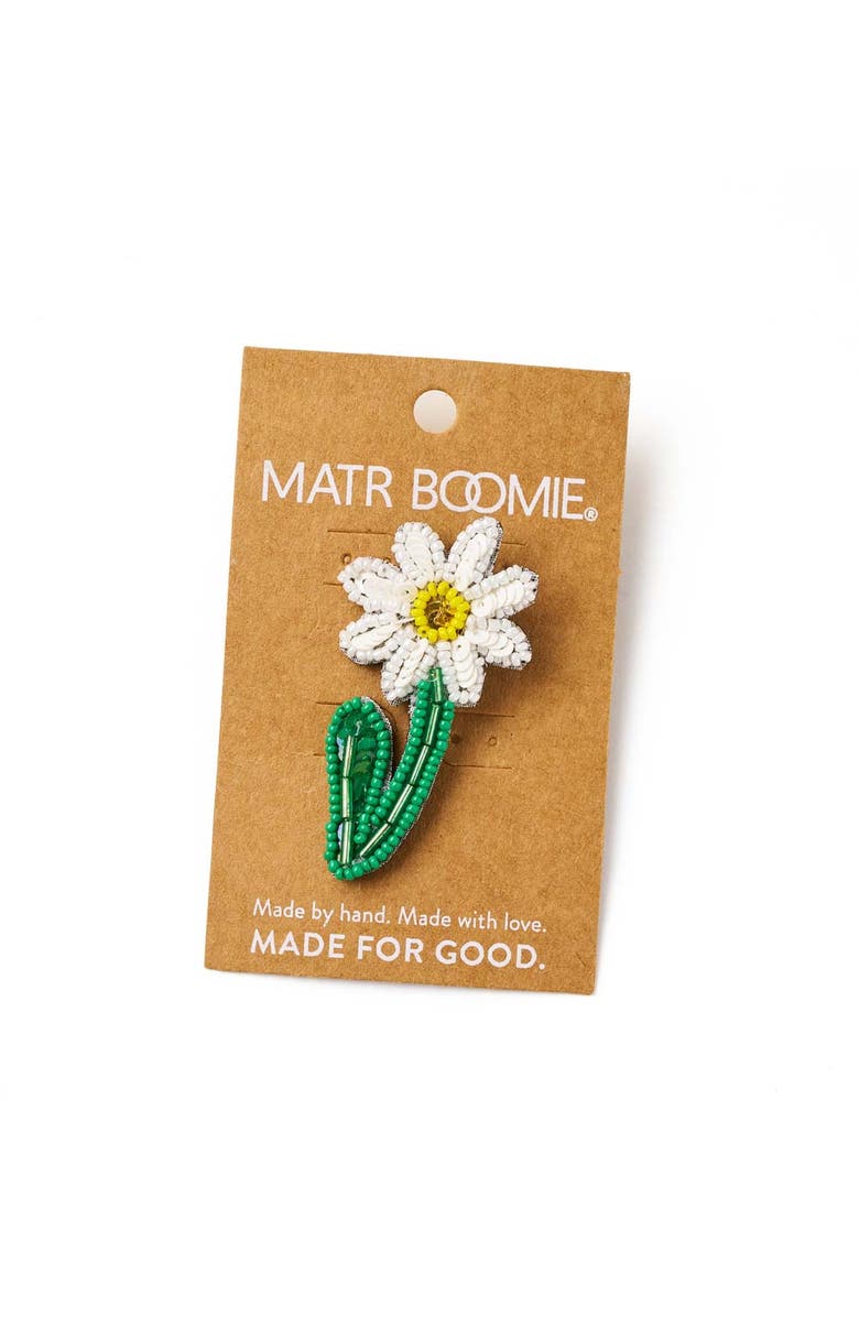 Matr Boomie Bala Mani Beaded Daisy Brooch Pin, Alternate, color, White