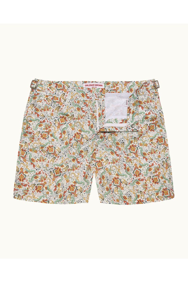 Bulldog Mid-Length Classic Fit Swim Shorts With Fairground Print, Alternate, color, MULTI/VERMILLION