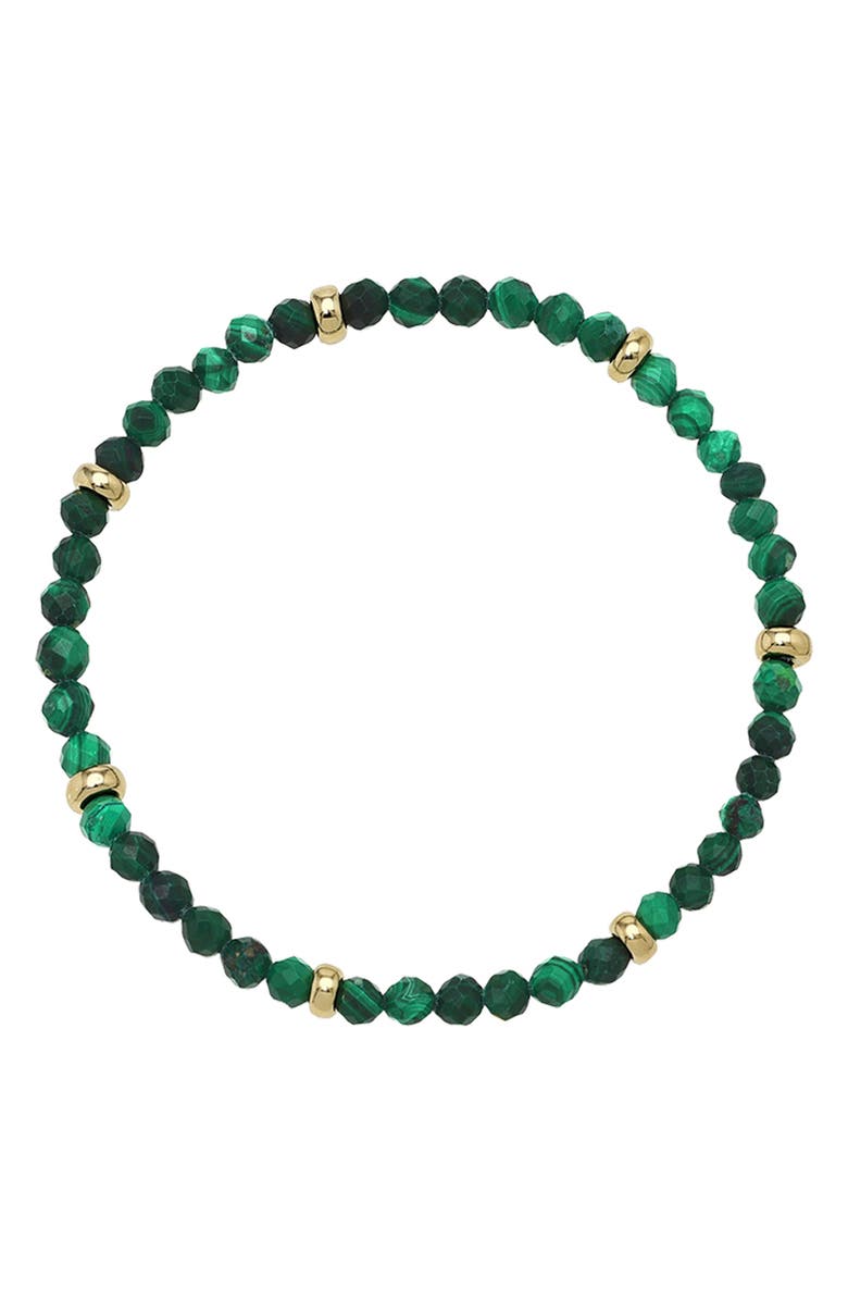 Zoe Lev Malachite & 14K Gold Stretch Beaded Bracelet, Main, color, Malachite
