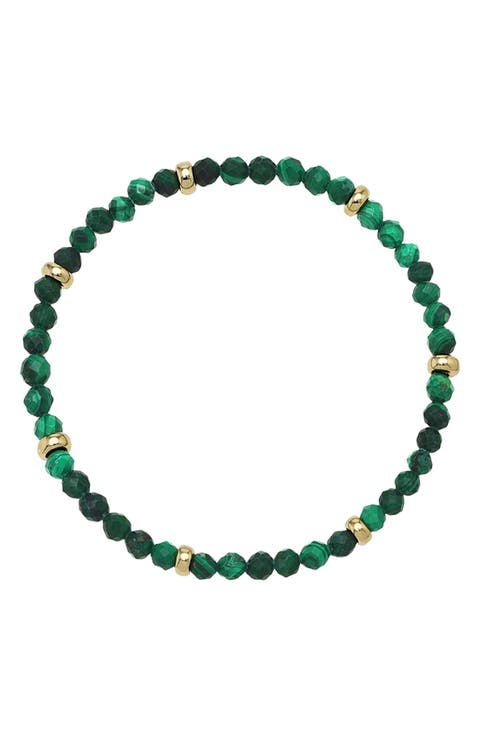 Malachite & 14K Gold Stretch Beaded Bracelet