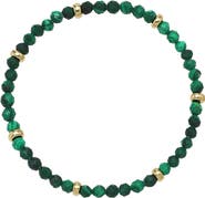 Zoe Lev Malachite & 14K Gold Stretch Beaded Bracelet