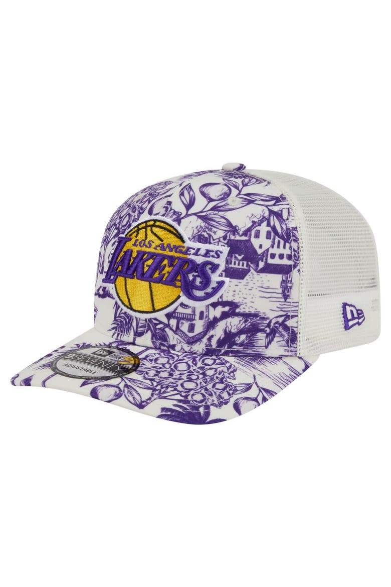 Men's New Era White Los Angeles Lakers Lemon Tree 9SEVENTY Adjustable Hat, Main, color, White