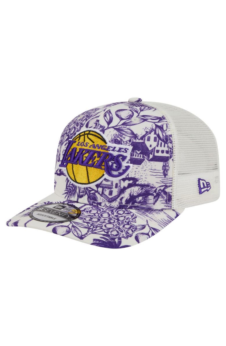 New Era Men's New Era White Los Angeles Lakers Lemon Tree 9SEVENTY Adjustable Hat, Main, color, White