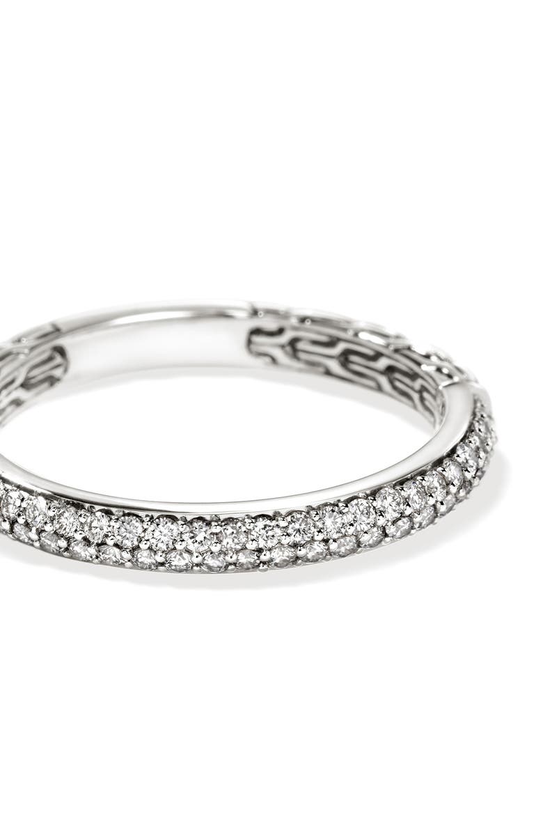 John Hardy JH Essentials Silver Diamond Pavé (0.36ct) 2.5mm Band Ring, Alternate, color, Silver
