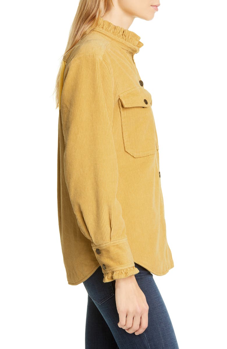 La Vie Rebecca Taylor Ruffle Detail Cotton Corduroy Jacket, Alternate, color, 