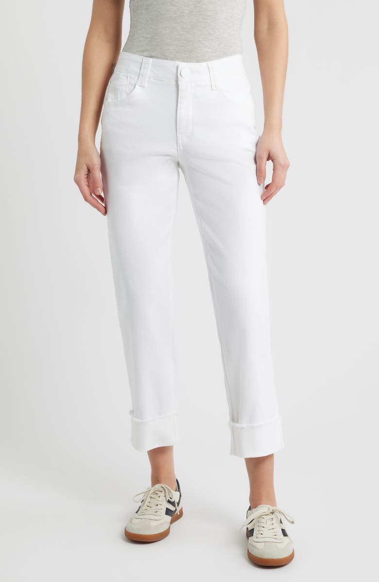 Wit 
Wisdom Frayed Cuffed High Waist Boyfriend Jeans, Main, color, Optic White