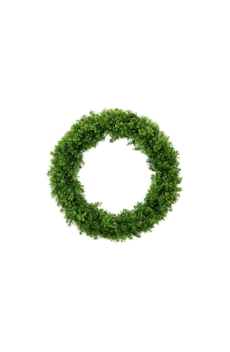 NEARLY NATURAL 20-in Artificial Boxwood Wreath, Main, color, Green
